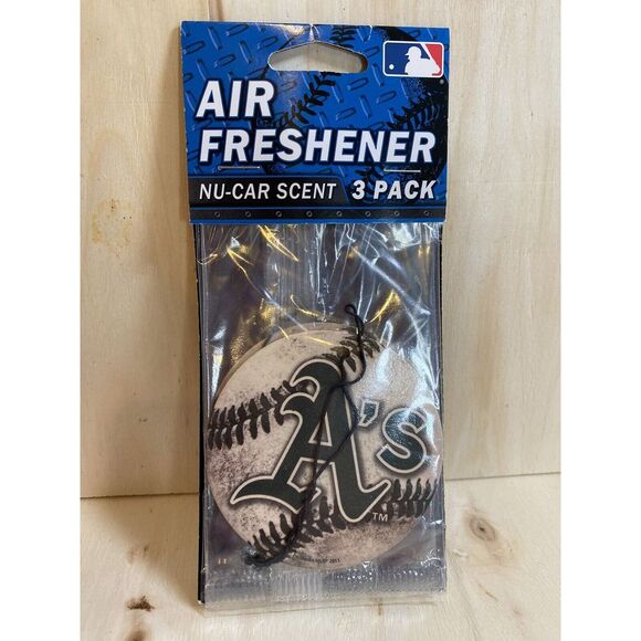 Oakland Athletics A's MLB Baseball Air Freshener‎ 3 Pack New Car Scent NEW - Picture 1 of 4